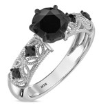 Photo of Tosca 1 2/3 ct tw. Black Diamond Round Solitaire Engagement Ring 10K White Solid Gold [BT2642WE-C000]