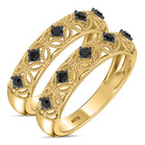 Photo of Tosca 3/8 ct tw. Black Diamond Same Sex Ladies Band Set 10K Yellow Solid Gold [WL2642Y]