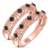 Photo of Tosca 3/8 ct tw. Black Diamond Same Sex Ladies Band Set 14K Rose Solid Gold [WL2642R]