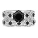 Photo of Tosca 1 7/8 Carat T.W. Black Diamond Round Solitaire Bridal Set 10K White Solid Gold [BR2642W-C000]