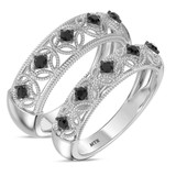 Photo of Tosca 3/8 ct tw. Black Diamond Wedding Band Set 10K White Solid Gold [WB2642W]