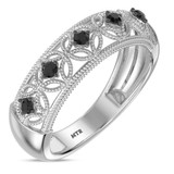 Photo of Tosca 3/8 ct tw. Black Diamond Wedding Band Set 10K White Solid Gold [BT2642WM]