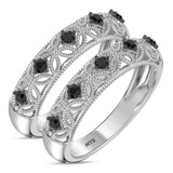 Photo of Tosca 3/8 ct tw. Black Diamond Same Sex Ladies Band Set 10K White Solid Gold [WL2642W]