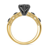 Photo of Tosca 1 2/3 ct tw. Black Diamond Round Solitaire Engagement Ring 10K Yellow Solid Gold [BT2642YE-C000]