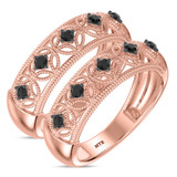 Photo of Tosca 3/8 ct tw. Black Diamond Same Sex Mens Band Set 14K Rose Solid Gold [WM2642R]