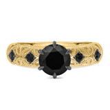 Photo of Tosca 1 7/8 CT. T.W. Black Diamond Round Solitaire Bridal Set 10K Yellow Solid Gold [BT2642YE-C000]