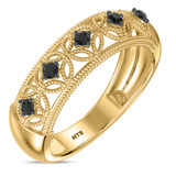 Photo of Tosca 3/8 ct tw. Black Diamond Wedding Band Set 10K Yellow Solid Gold [BT2642YM]
