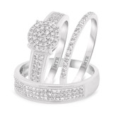Photo of Otto 3/4 ct tw. Diamond Round Cluster Trio Set 14K White Gold Vermeil [BT2490W-C000]