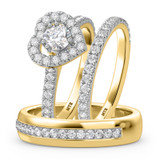 Photo of Kailani 2 ct tw. Diamond Round Solitaire Trio Set 14K Yellow Gold Vermeil [BT1407Y-C000]