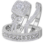 Photo of Sadie 1 3/4 ct tw. Diamond Princess Solitaire Trio Set 14K White Gold Vermeil [BT2650W-C000]