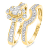 Photo of Lyla 2/3 CT. T.W. Diamond Oval Solitaire Bridal Set 14K Yellow Gold Vermeil [BR1420Y-C000]