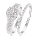 Photo of Otto 1/2 CT. T.W. Diamond Round Cluster Bridal Set 14K White Gold Vermeil [BR2490W-C000]