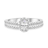 Photo of Breanna 3/4 CT. T.W. Diamond Oval Solitaire Bridal Set 14K White Gold Vermeil [BR1428W-C000]