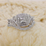 Photo of Sadie 1 CT. T.W. Diamond Princess Solitaire Bridal Set 14K Yellow Gold Vermeil [BR2650Y-C000]