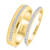 Photo of Breanna 3/8 ct tw. Diamond Wedding Band Set 14K Yellow Gold Vermeil [WB1428Y]