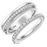 Photo of Melika 3/4 ct tw. Diamond Wedding Band Set 14K White Gold Vermeil [WB1408W]