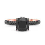 Photo of Rylee 4 1/5 ct tw. Black Diamond Cushion Solitaire Trio Set 14K Rose Solid Gold [BT2655RE-C000]