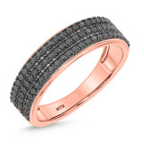 Photo of Rylee 4 1/5 ct tw. Black Diamond Cushion Solitaire Trio Set 14K Rose Solid Gold [BT2655RM]