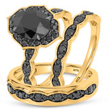 Photo of Merola 3 1/3 ct tw. Black Diamond Oval Solitaire Trio Set 10K Yellow Solid Gold [BT2653Y-C000]