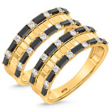 Photo of Zilvi 1 3/4 ct tw. Black Diamond Same Sex Mens Band Set 14K Yellow Solid Gold [WM2654Y]