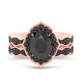 Photo of Merola 2 7/8 Carat T.W. Black Diamond Oval Solitaire Bridal Set 14K Rose Solid Gold [BR2653R-C000]