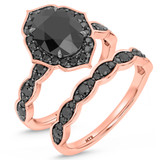 Photo of Merola 2 7/8 Carat T.W. Black Diamond Oval Solitaire Bridal Set 14K Rose Solid Gold [BR2653R-C000]