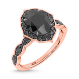 Photo of Merola 2 7/8 Carat T.W. Black Diamond Oval Solitaire Bridal Set 14K Rose Solid Gold [BT2653RE-C000]