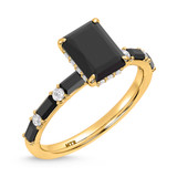 Photo of Zilvi 3 1/7 Carat T.W. Black Diamond Emerald Solitaire Bridal Set 14K Yellow Solid Gold [BT2654YE-C000]