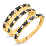Photo of Zilvi 1 1/3 ct tw. Black Diamond Wedding Band Set 14K Yellow Solid Gold [WB2654Y]