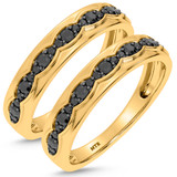 Photo of Merola 3/4 ct tw. Black Diamond Same Sex Mens Band Set 10K Yellow Solid Gold [WM2653Y]