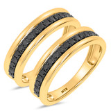 Photo of Nele 7/8 ct tw. Black Diamond Same Sex Mens Band Set 10K Yellow Solid Gold [WM2651Y]