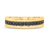 Photo of Nele 7/8 ct tw. Black Diamond Same Sex Mens Band Set 10K Yellow Solid Gold [BT2651YM]