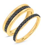 Photo of Nele 3/4 ct tw. Black Diamond Wedding Band Set 10K Yellow Solid Gold [WB2651Y]