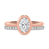 Photo of Niu 1 1/7 ct tw. Lab Grown Diamond Oval Solitaire Bridal Set 10K Rose Solid Gold [BR1918R-I095]