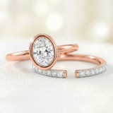 Photo of Niu 1 1/7 ct tw. Lab Grown Diamond Oval Solitaire Bridal Set 10K Rose Solid Gold [BR1918R-I095]