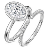 Photo of Niu 3 1/7 ct tw. Lab Grown Diamond Oval Solitaire Bridal Set 10K White Solid Gold [BR1919W-I295]