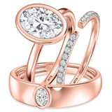 Photo of Niu 3 3/8 ct tw. Lab Grown Diamond Oval Solitaire Trio Set 10K Rose Solid Gold [BT1919R-I295]