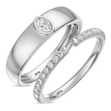 Photo of Niu 1/2 ct tw. Lab Grown Diamond Wedding Band Set 10K White Solid Gold [WB2660W]