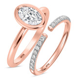 Photo of Niu 1 1/7 ct tw. Lab Grown Diamond Oval Solitaire Bridal Set 14K Rose Solid Gold [BR1918R-I095]