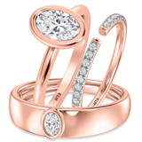 Photo of Niu 1 3/8 ct tw. Lab Grown Diamond Oval Solitaire Trio Set 10K Rose Solid Gold [BT1918R-I095]
