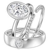 Photo of Niu 3 3/8 ct tw. Lab Grown Diamond Oval Solitaire Trio Set 10K White Solid Gold [BT1919W-I295]