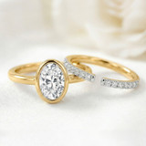 Photo of Niu 3 1/7 ct tw. Lab Grown Diamond Oval Solitaire Bridal Set 14K Yellow Solid Gold [BR1919Y-I295]