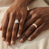 Photo of Niu 1 3/8 ct tw. Lab Grown Diamond Oval Solitaire Trio Set 14K Rose Solid Gold [BT1918R-I095]