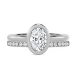 Photo of Niu 1 1/7 ct tw. Lab Grown Diamond Oval Solitaire Bridal Set 14K White Solid Gold [BR1918W-I095]