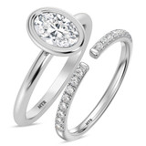 Photo of Niu 1 1/7 ct tw. Lab Grown Diamond Oval Solitaire Bridal Set 14K White Solid Gold [BR1918W-I095]