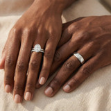 Photo of Niu 1 3/8 ct tw. Lab Grown Diamond Oval Solitaire Trio Set 10K White Solid Gold [BT1918W-I095]