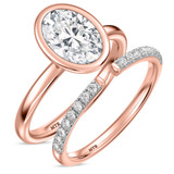 Photo of Niu 2 1/7 ct tw. Lab Grown Diamond Oval Solitaire Bridal Set 14K Rose Solid Gold [BR2660R-I195]