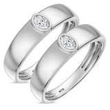 Photo of Niu 1/2 ct tw. Lab Grown Diamond Same Sex Mens Band Set 14K White Solid Gold [WM2660W]