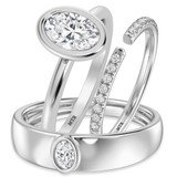 Photo of Niu 1 3/8 ct tw. Lab Grown Diamond Oval Solitaire Trio Set 14K White Solid Gold [BT1918W-I095]