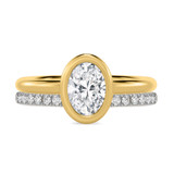 Photo of Niu 1 1/7 ct tw. Lab Grown Diamond Oval Solitaire Bridal Set 14K Yellow Solid Gold [BR1918Y-I095]